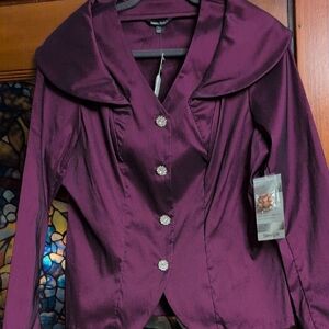 Elegant Purple Blouse with Crystal Buttons